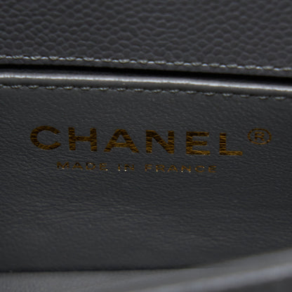 Chanel Mini Boy Bag Caviar Grey Brushed  (Microchip)