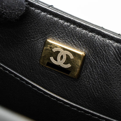 Chanel 22K Retro New Classic Square Mini Flap Bag Goatskin Black Brushed  (Microchip)
