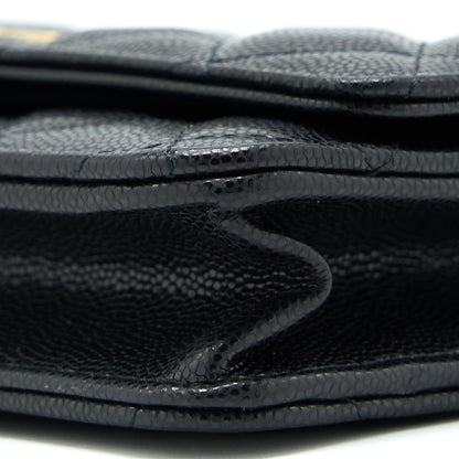 Chanel 22A Twist your button Wallet On Chain Caviar Black  (Microchip)