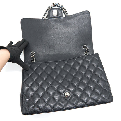 CHANEL CAVIER CLASSIC MAXI SINGLE FLAP BAG BLACK