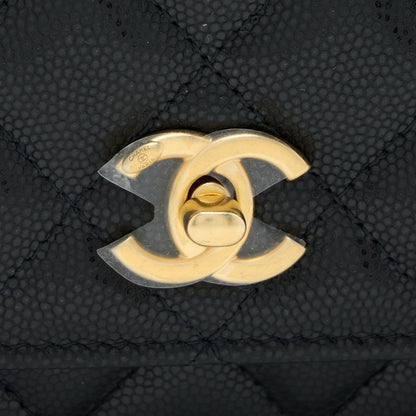 Chanel 22A Twist your button Wallet On Chain Caviar Black  (Microchip)