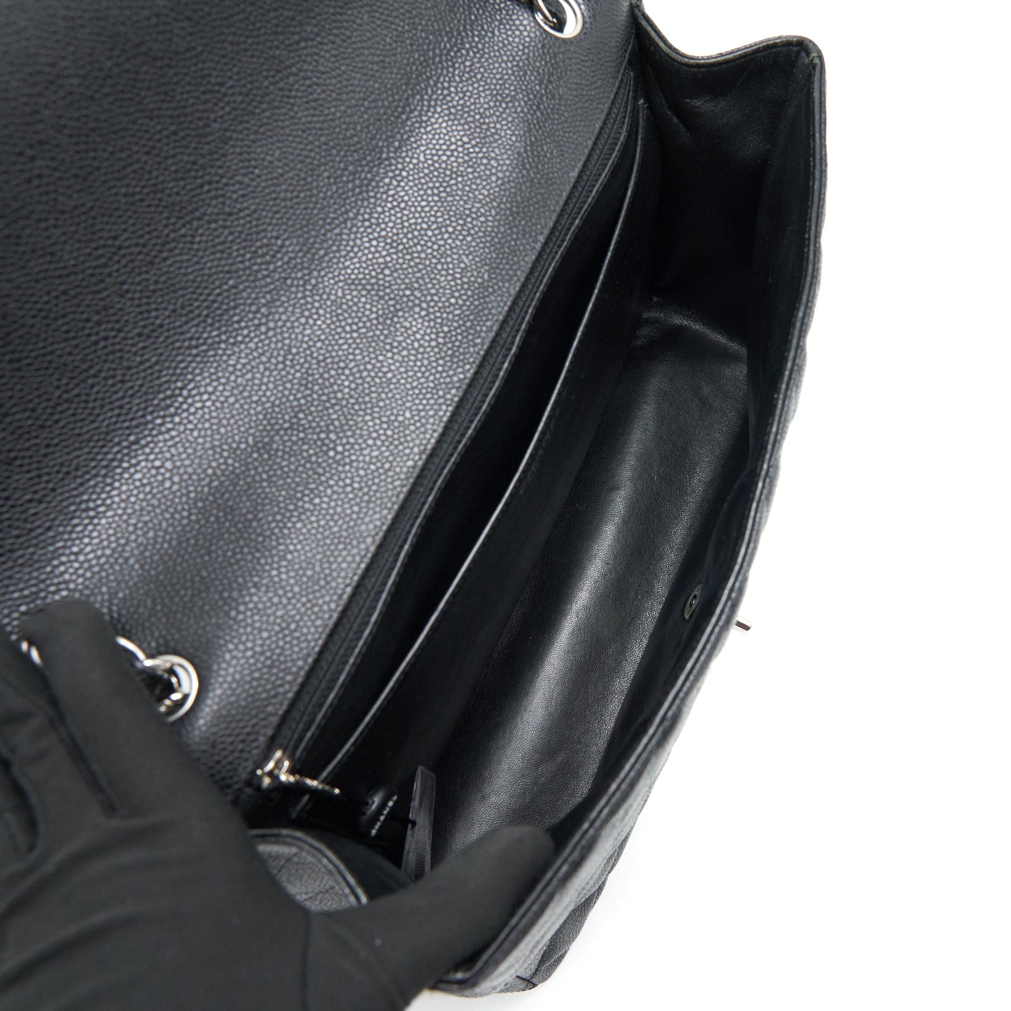CHANEL CAVIER CLASSIC MAXI SINGLE FLAP BAG BLACK