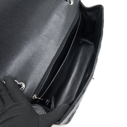 CHANEL CAVIER CLASSIC MAXI SINGLE FLAP BAG BLACK