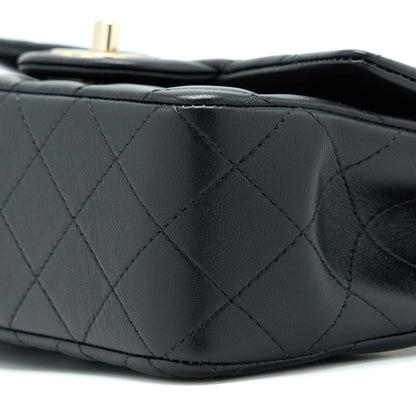 Chanel 22A Top Handle Mini Rectangular Flap Bag Lambskin Black  (Microchip)