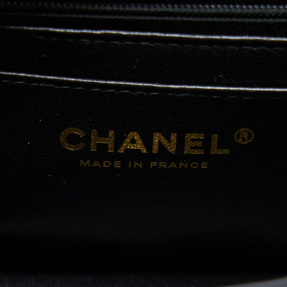 Chanel 22A Top Handle Mini Rectangular Flap Bag Lambskin Black  (Microchip)