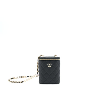 Chanel 22P Vertical Mini Vanity With CC Logo Chain Caviar Black L