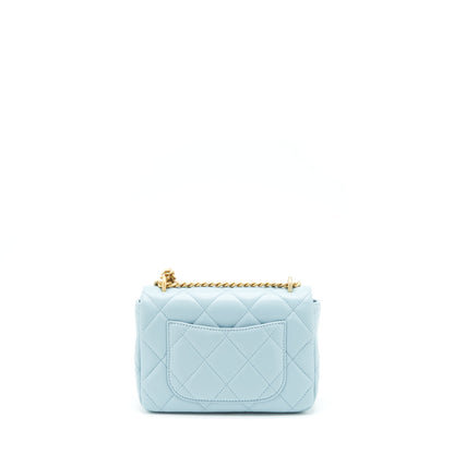 Chanel 22P Seasonal Mini Square Flap Bag Lambskin Light Blue