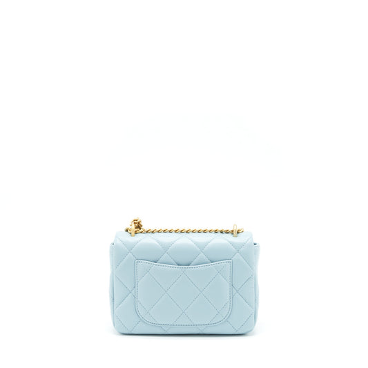 Chanel 22P Seasonal Mini Square Flap Bag Lambskin Light Blue