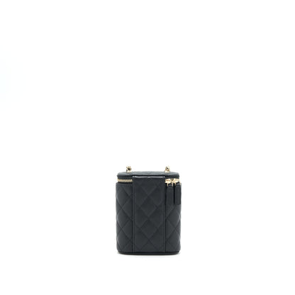 Chanel 22P Vertical Mini Vanity With CC Logo Chain Caviar Black L