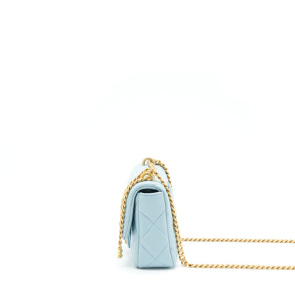 Chanel 22P Seasonal Mini Square Flap Bag Lambskin Light Blue