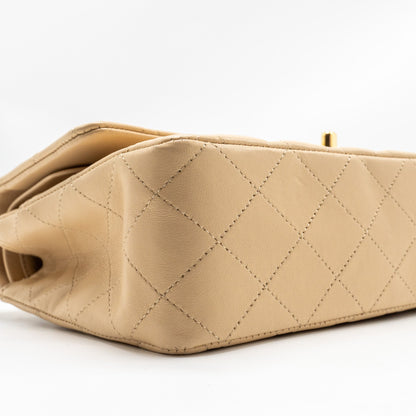 Chanel Medium Classic Double Flat Bag Lambskin Beige