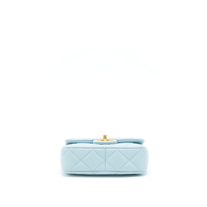 Chanel 22P Seasonal Mini Square Flap Bag Lambskin Light Blue