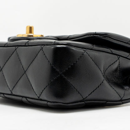Chanel 25C Coco Love Adjustable Chain Shiny Lambskin Black  (Microchip)