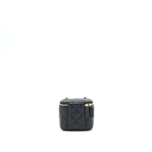 Chanel Pearl Crush Mini Vanity With Chain Lambskin Black