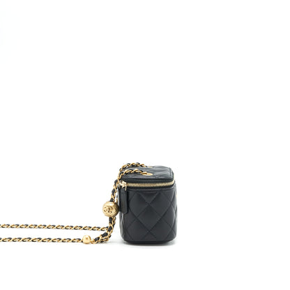 Chanel Pearl Crush Mini Vanity With Chain Lambskin Black