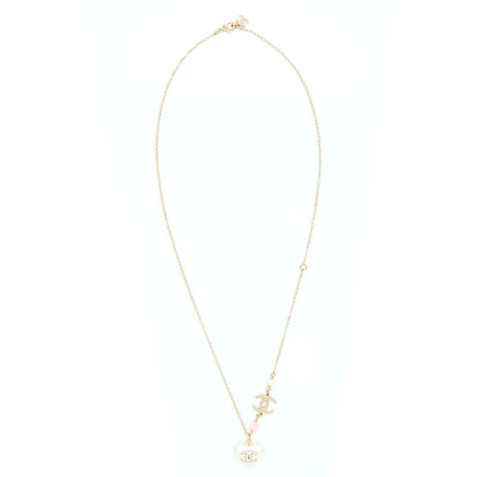 Chanel Heart Necklace Light Gold Tone