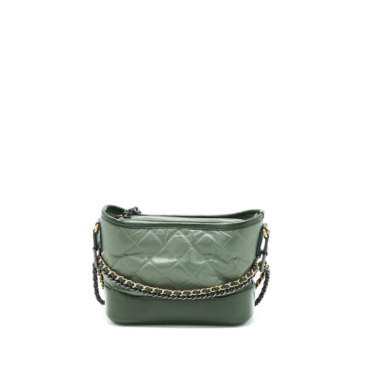 Chanel Small Gabrielle Hobo Bag Aged Calfskin Multicolour Green Multicolour Hardware