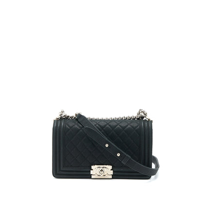 Chanel Medium Boy Bag Grained Calfskin Black