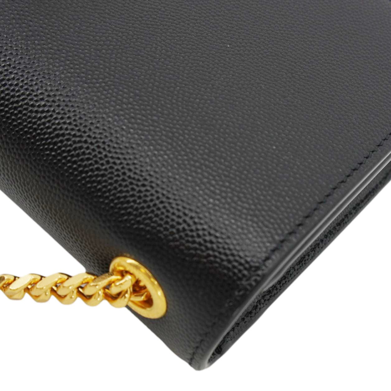 YVES SAINT LAURENT Kate Grain De Poudre Leather Chain Crossbody Bag Black
