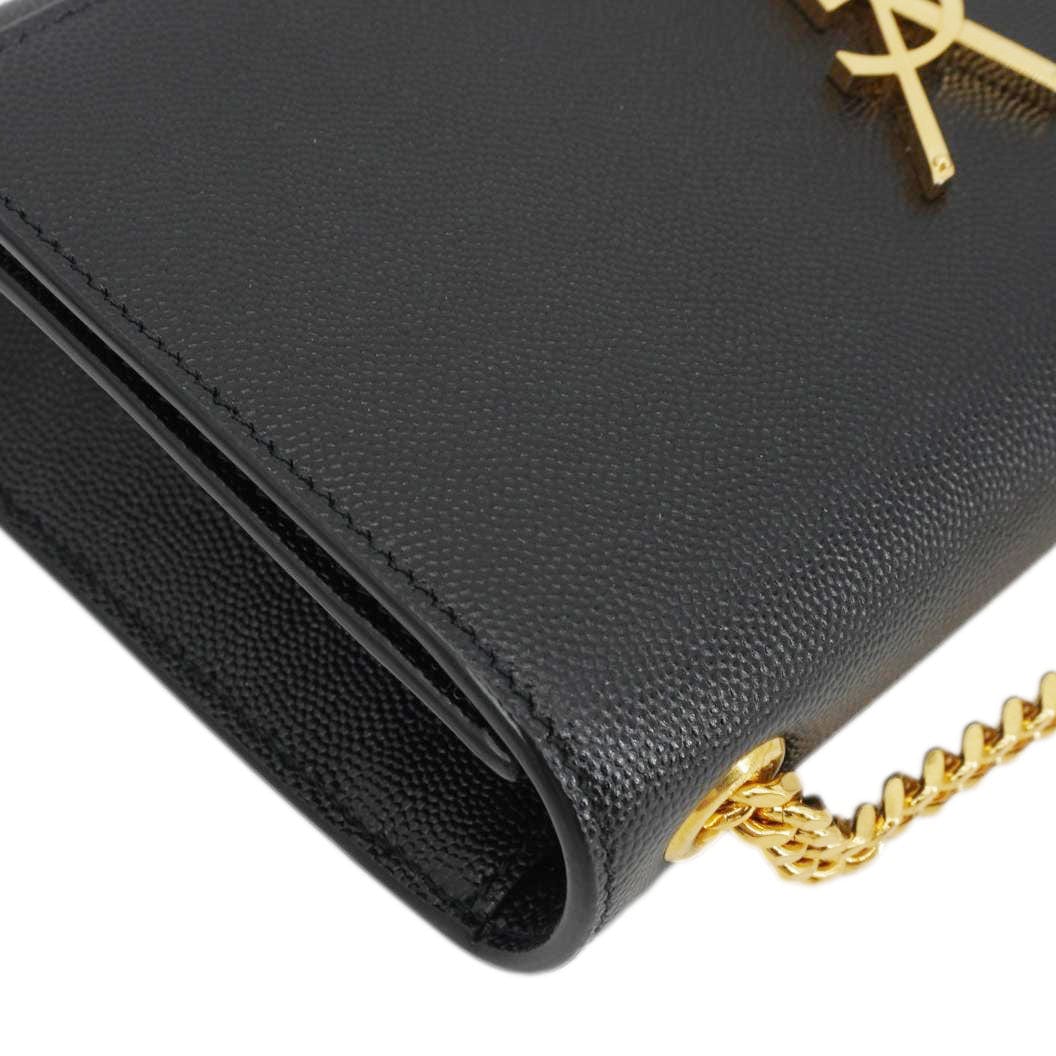 YVES SAINT LAURENT Kate Grain De Poudre Leather Chain Crossbody Bag Black