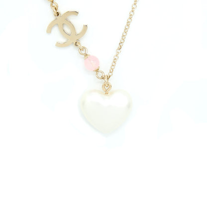 Chanel Heart Necklace Light Gold Tone
