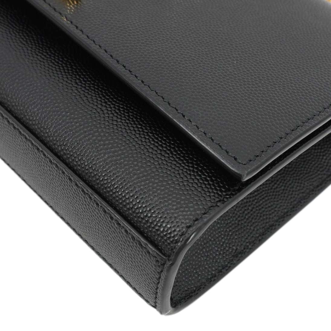 YVES SAINT LAURENT Kate Grain De Poudre Leather Chain Crossbody Bag Black