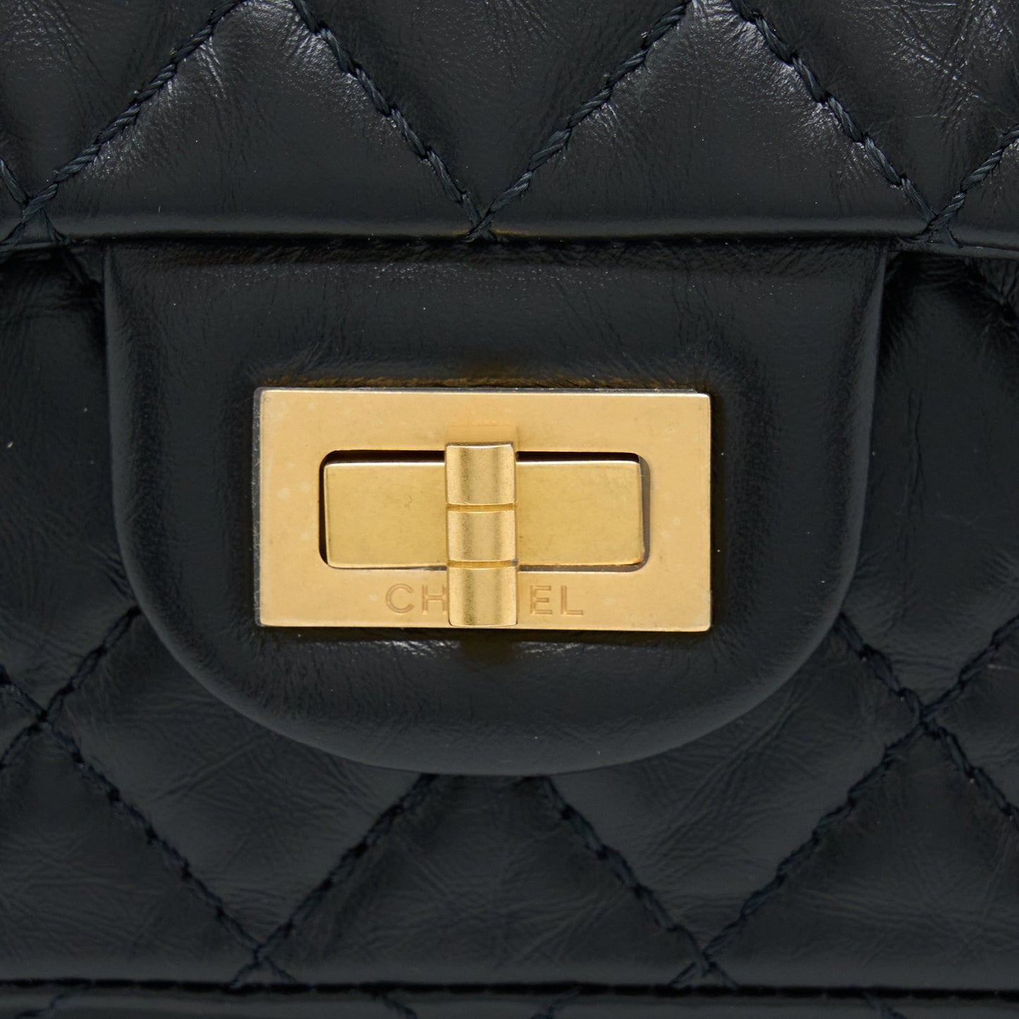 Chanel Mini 2.55 Reissue Flap Bag Aged Calfskin Black Brushed  (Microchip)