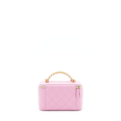 Chanel 22S Letter Top Handle Long Vanity With Chain Caviar NH622 Pink