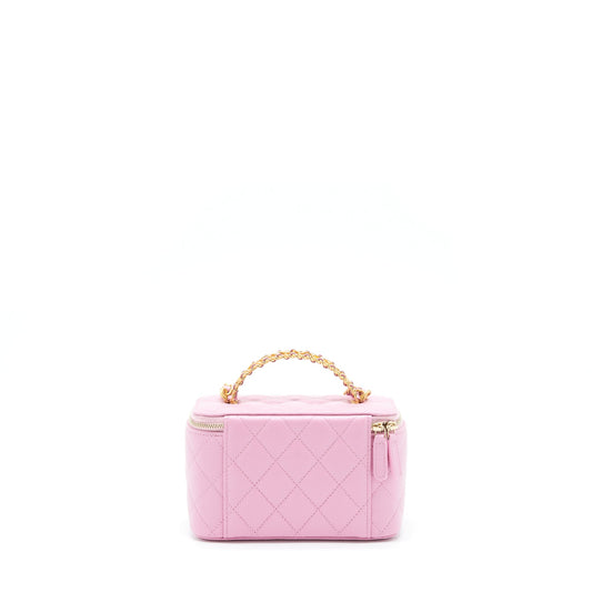 Chanel 22S Letter Top Handle Long Vanity With Chain Caviar NH622 Pink