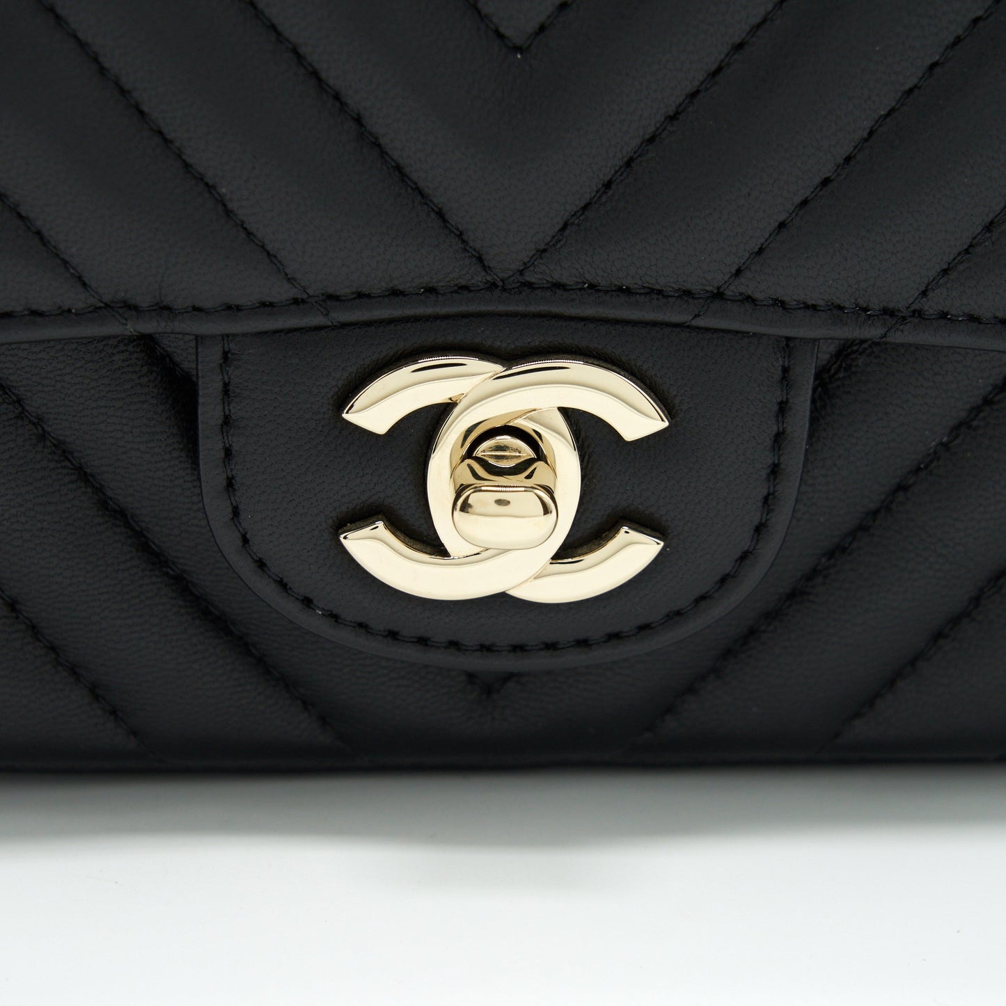 Chanel Mini Square Chevron Flap Bag Black L