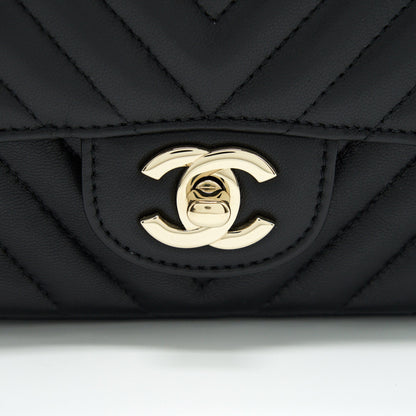 Chanel Mini Square Chevron Flap Bag Black L