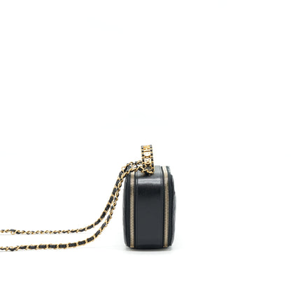 Chanel 22S Letter Top Handle Small Vanity Case Caviar Black Brushed