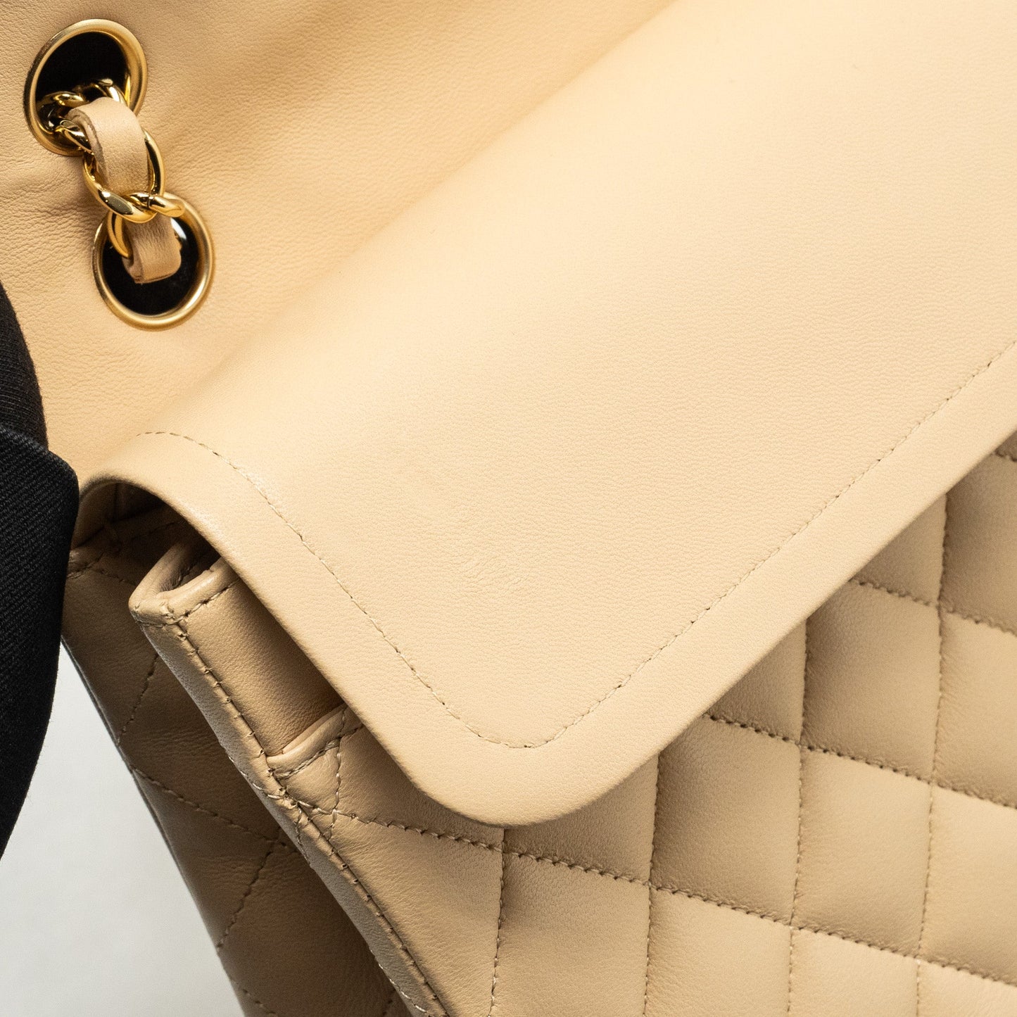 Chanel Medium Classic Double Flat Bag Lambskin Beige