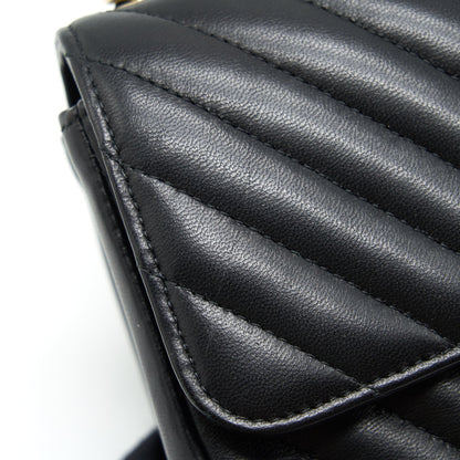 Chanel Mini Square Chevron Flap Bag Black L