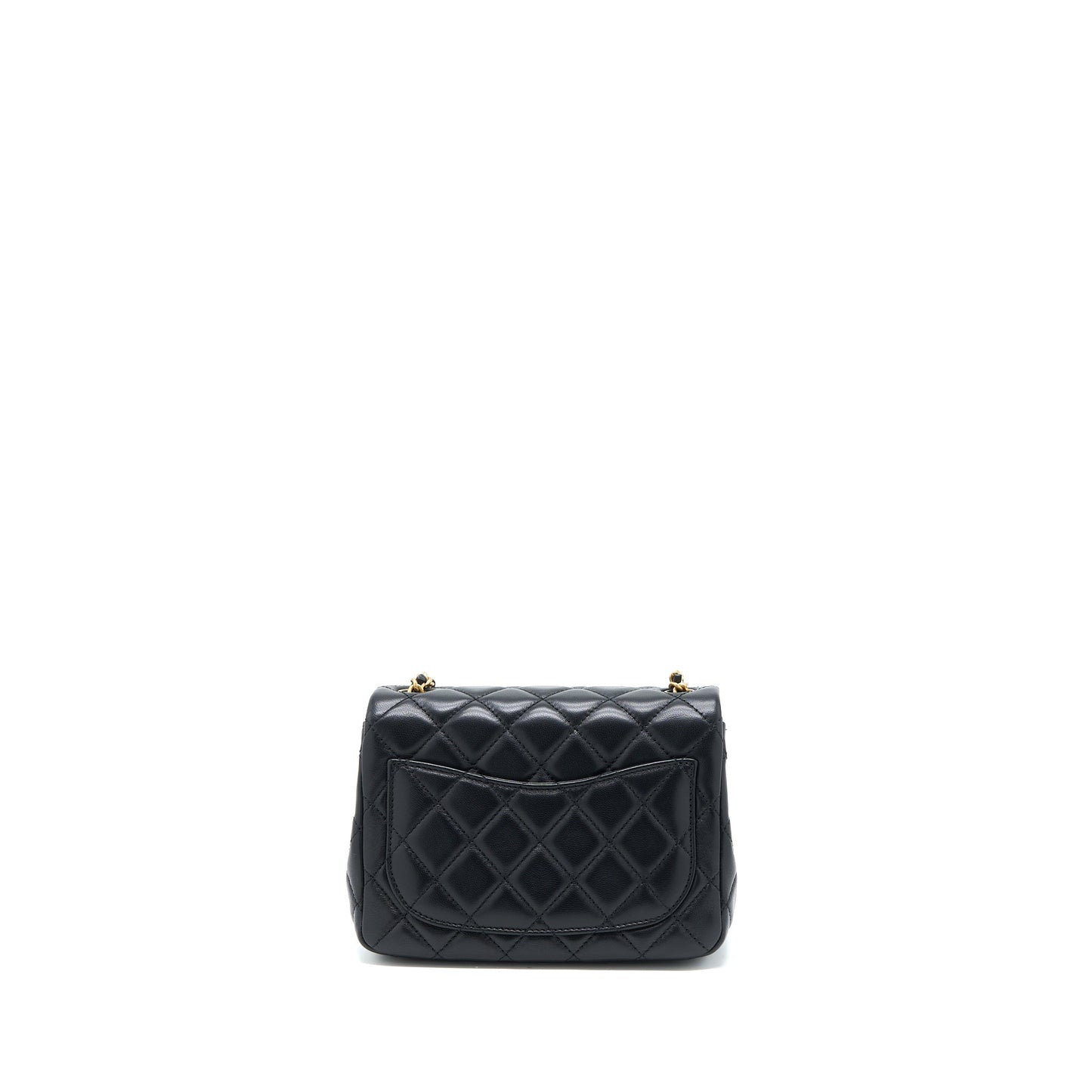 Chanel Pearl Crush Mini Square Flap Bag Lambskin Black  (Microchip)