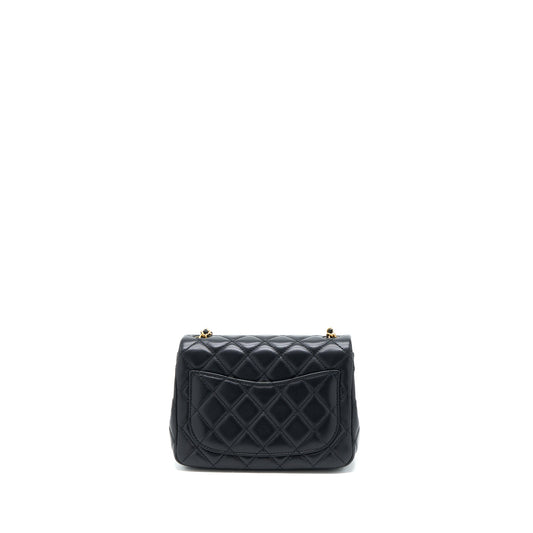 Chanel Pearl Crush Mini Square Flap Bag Lambskin Black  (Microchip)