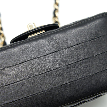Chanel Mini Square Chevron Flap Bag Black L