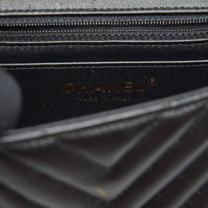Chanel Mini Square Chevron Flap Bag Black L