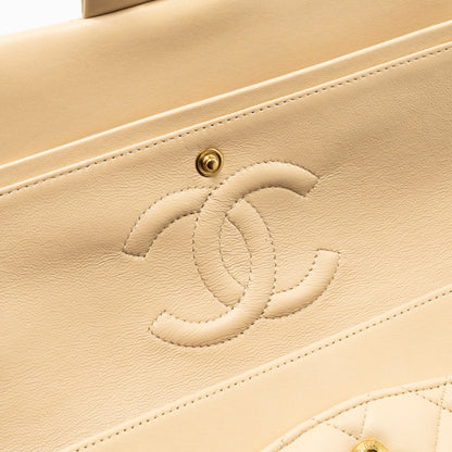 Chanel Medium Classic Double Flat Bag Lambskin Beige