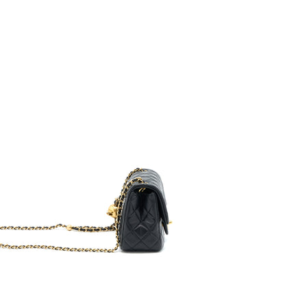 Chanel Pearl Crush Mini Square Flap Bag Lambskin Black  (Microchip)