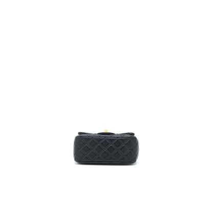 Chanel Pearl Crush Mini Square Flap Bag Lambskin Black  (Microchip)