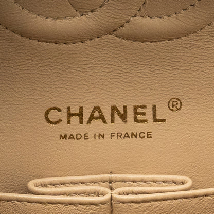 Chanel Medium Classic Double Flat Bag Lambskin Beige