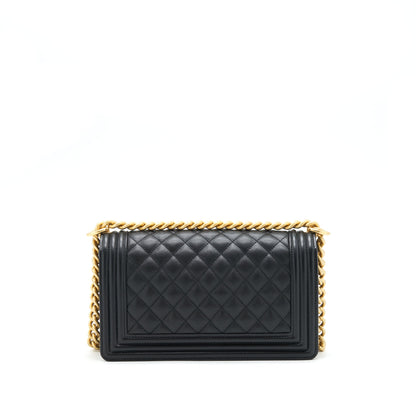 Chanel Medium Boy Bag Caviar Black With Brushed