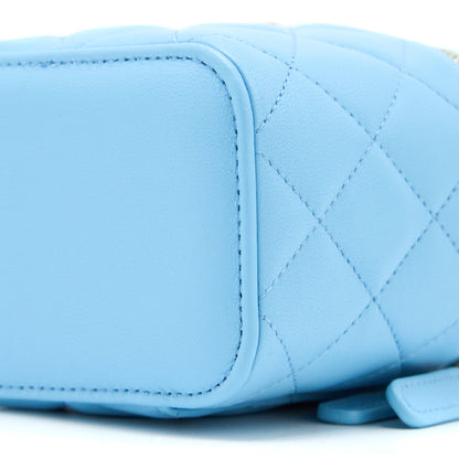 Chanel 22s Pearl Crush Mini Vanity Case Lambskin Light Blue Brushed