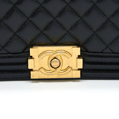 Chanel Boy Bag 28cm Caviar Black Brushed
