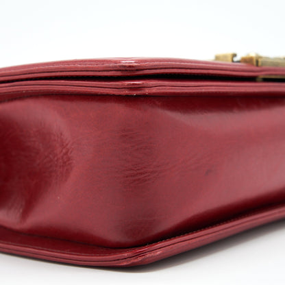 Chanel Medium Boy Bag Aged Calfskin Red With Ruthenium