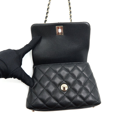 Chanel mini coco handle 20cm Caviar black with L