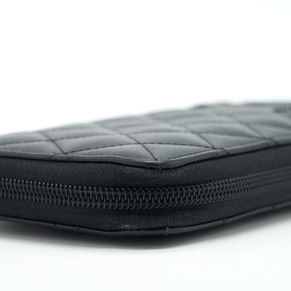 Chanel Cambon Long Zipper Wallet Calfskin Black/Pink