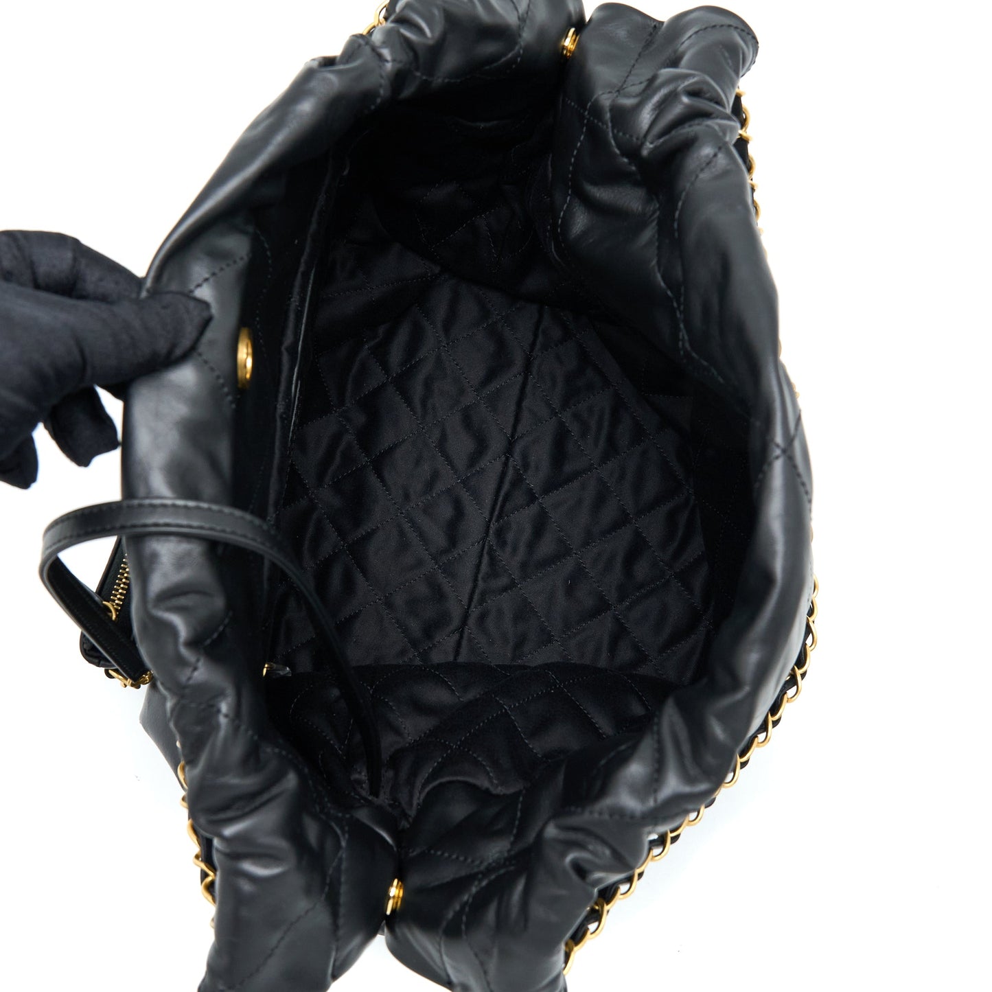 Chanel 22 Bag Medium Shiny Calfskin Black  (Microchip)