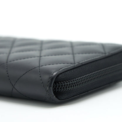 Chanel Cambon Long Zipper Wallet Calfskin Black/Pink
